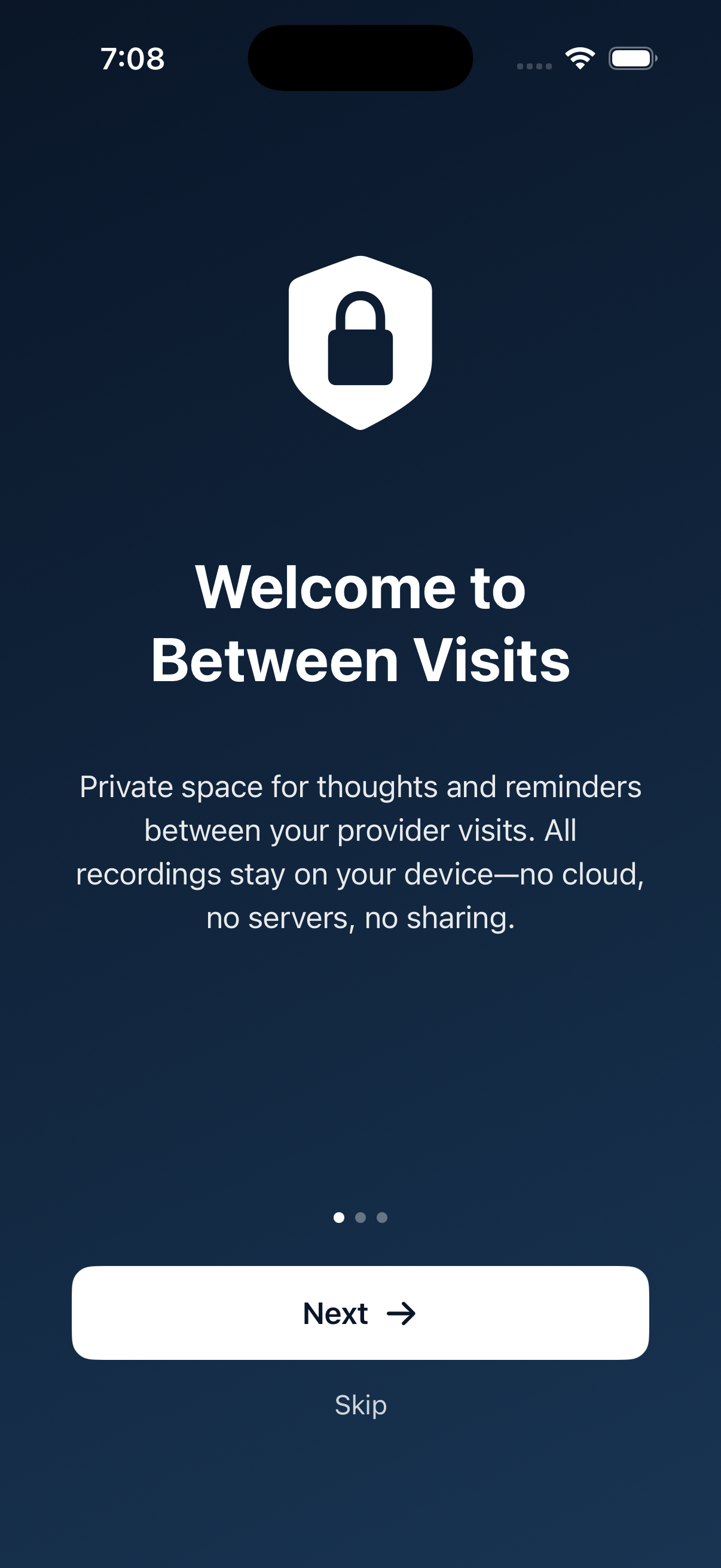Onboarding welcome screen